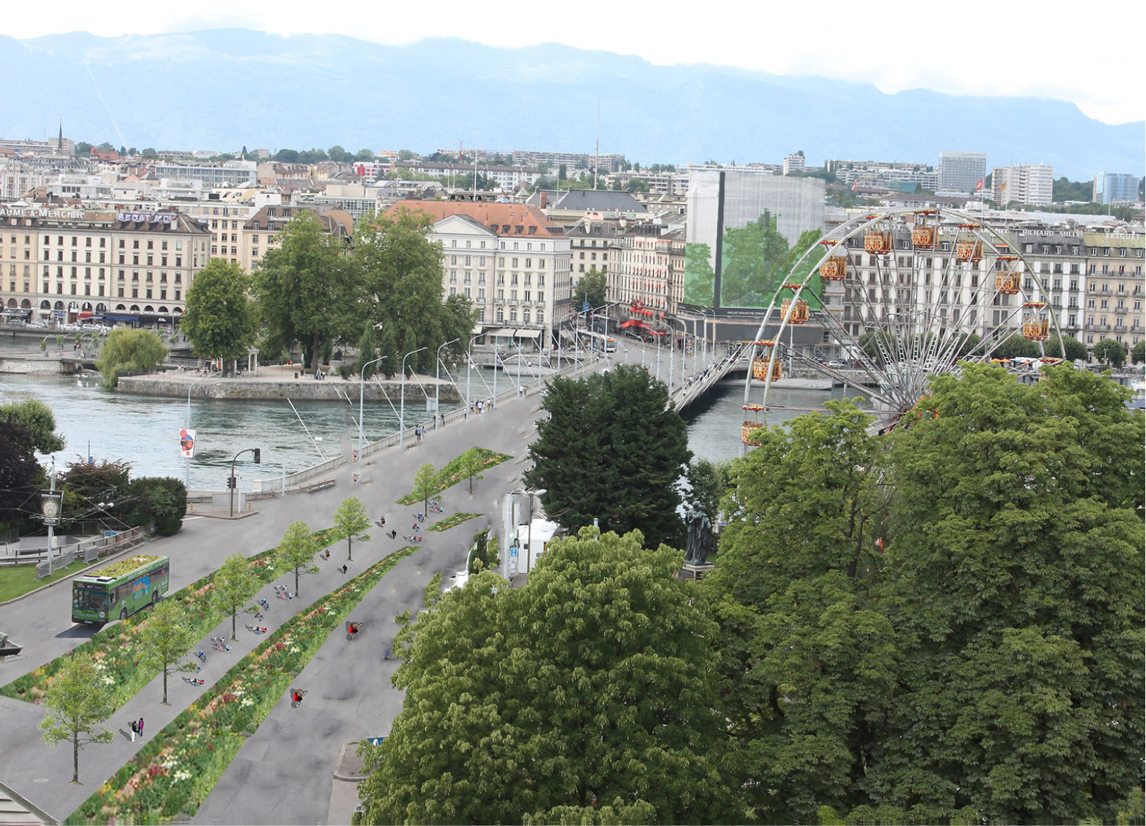 Pont du Mont-Blanc, Genève en 2035, par Vincent HURON