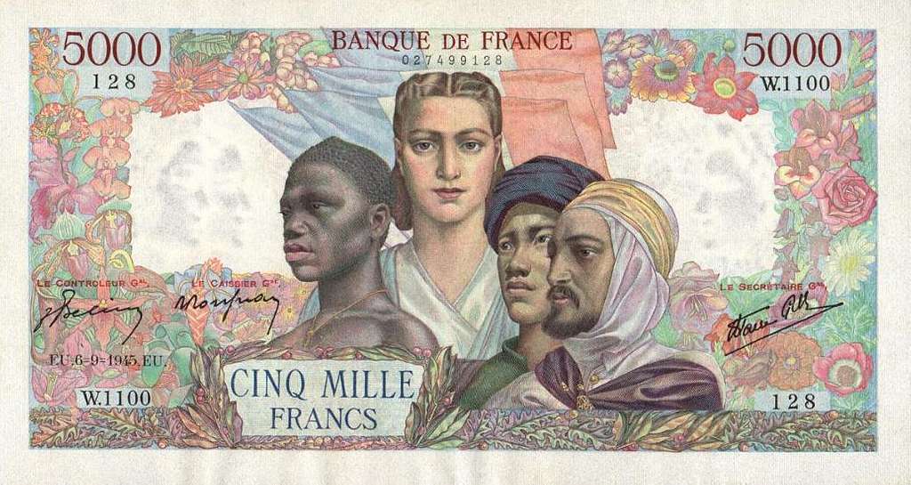 Billet de cinq mille francs de l'Union française